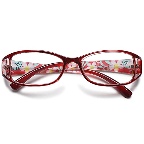 VEVESMUNDO Damen Lesebrille Blumen Katzenaugen Vintage Groß Lesehilfe Sehhilfe Modern Brillen mit Dioptrien (Rot, 3.75) von VEVESMUNDO