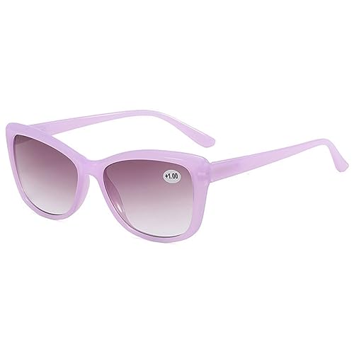 VEVESMUNDO Damen Lesebrille Sonnenlesebrille Katzenaugen Groß Getönte Sonne Lesehilfe Sehhilfe mit uv-sonnenschutz +1.0,+1.5,+2.0,+2.5,+3.0,+3.5,+4.0 (+1.0, 1 Stück Lila Sonnenlesebrille) von VEVESMUNDO