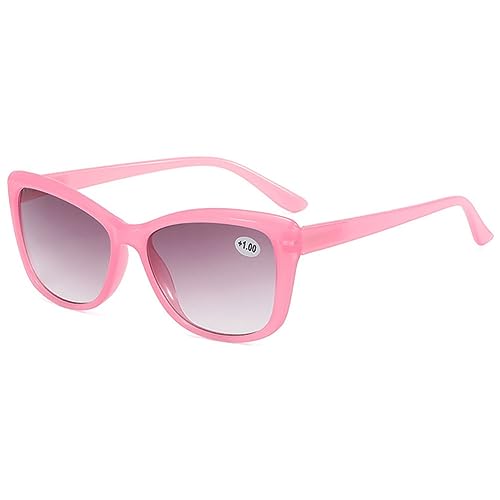 VEVESMUNDO Damen Lesebrille Sonnenlesebrille Katzenaugen Groß Getönte Sonne Lesehilfe Sehhilfe mit uv-sonnenschutz +1.0,+1.5,+2.0,+2.5,+3.0,+3.5,+4.0 (+1.5, 1 Stück Rosa Sonnenlesebrille) von VEVESMUNDO