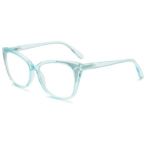 VEVESMUNDO Damen Lesebrillen Blaulichtfilter Katzenaugen Design Groß Modern Federscharnier Anti Blaulicht Lesehilfen Sehhilfe Brillen (1 Stück Blau, 4.0) von VEVESMUNDO