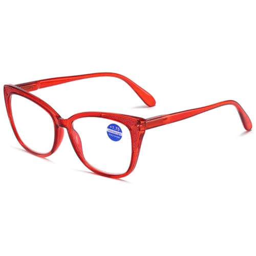 VEVESMUNDO Damen Lesebrillen Blaulichtfilter Katzenaugen Design Groß Modern Federscharnier Anti Blaulicht Lesehilfen Sehhilfe Brillen (1 Stück Rot, 2.5) von VEVESMUNDO