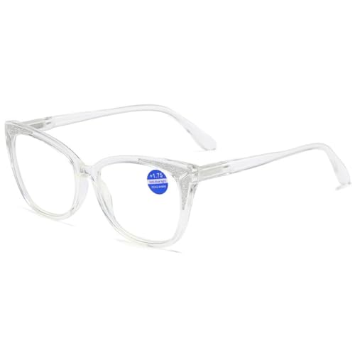 VEVESMUNDO Damen Lesebrillen Blaulichtfilter Katzenaugen Design Groß Modern Federscharnier Anti Blaulicht Lesehilfen Sehhilfe Brillen (1 Stück Transparent, 1.0) von VEVESMUNDO