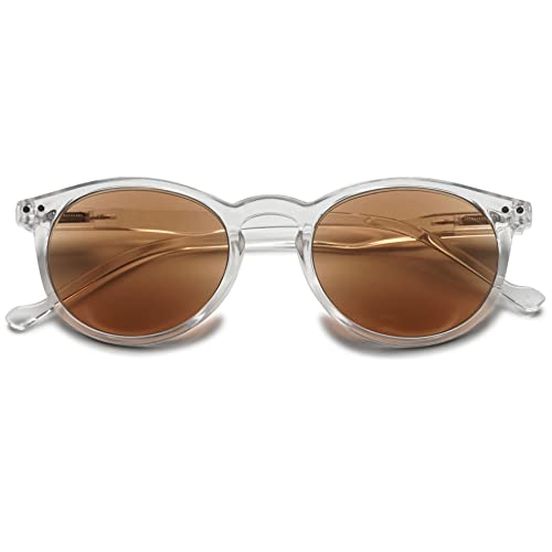 VEVESMUNDO Getönt Lesebrille Sonnenlesebrille Sonnenschutz Lesehilfe Sehhilfe Sonnenbrille mit sehstärke Damen Herren (+1.5, 1 Stück Transparent Braun) von VEVESMUNDO