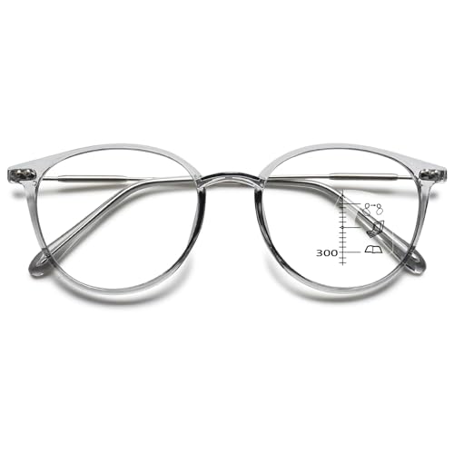 VEVESMUNDO Gleitsichtbrille Lesebrille Multifocus Progressive Blaulichtfilter Sehhilfe Lesehilfe Bifokale Brillen Herren Damen (1 Stück Grau, 1.0) von VEVESMUNDO