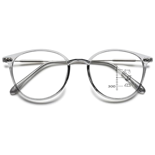 VEVESMUNDO Gleitsichtbrille Lesebrille Multifocus Progressive Blaulichtfilter Sehhilfe Lesehilfe Bifokale Brillen Herren Damen (1 Stück Grau, 3.5) von VEVESMUNDO