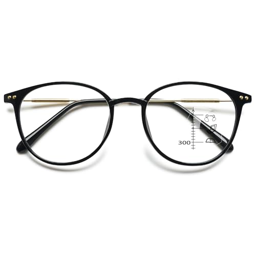 VEVESMUNDO Gleitsichtbrille Lesebrille Multifocus Progressive Blaulichtfilter Sehhilfe Lesehilfe Bifokale Brillen Herren Damen (1 Stück Schwarz, 2.0) von VEVESMUNDO