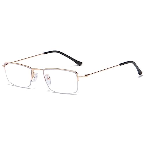 VEVESMUNDO Halbrand Blaulichtfilter Lesebrille Herren Damen Metall Rechteckig Design Sehhilfe Lesehilfe +1.0,+1.5,+2.0,+2.5,+3.0,+3.5,+4.0 (1 Stück Schwarz, 1.5) von VEVESMUNDO