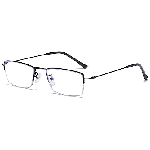 VEVESMUNDO Halbrand Blaulichtfilter Lesebrille Herren Damen Metall Rechteckig Design Sehhilfe Lesehilfe +1.0,+1.5,+2.0,+2.5,+3.0,+3.5,+4.0 (1 Stück Schwarz, 1.5) von VEVESMUNDO