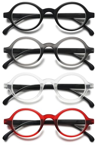 VEVESMUNDO Halbrand Lesebrille Herren Damen Retro Runde Halbbrille Vintage Klar Lesehilfe Sehhilfe Brillen (4 Stück Lesebrillen Set, 4.0) von VEVESMUNDO