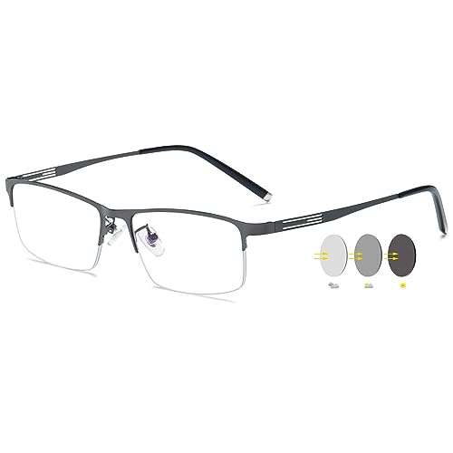 VEVESMUNDO Kurzsichtigkeit Brillen Selbsttönende Damen Herren Lesebrille mit UV-Schutz -1,-1.5,-2.0,-2.5,-3.0,-3.5,-4.0 (1 Stück Grau Photochrome Kurzsichtigkeit Brille, -1.0) von VEVESMUNDO