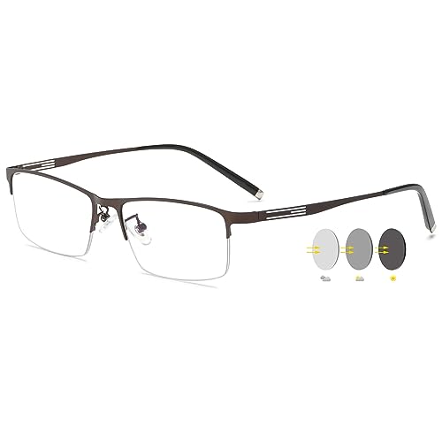 VEVESMUNDO Kurzsichtigkeit Brillen Selbsttönende Damen Herren Lesebrille mit UV-Schutz -1,-1.5,-2.0,-2.5,-3.0,-3.5,-4.0 (1 Stück Kaffee Photochrome Kurzsichtigkeit Brille, -1.0) von VEVESMUNDO