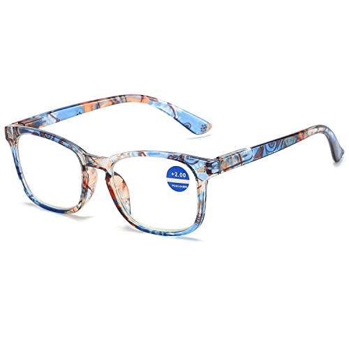 VEVESMUNDO Lesebrille Damen Frauen Federscharnier Blumen Lesehilfe Sehhilfe Vintage Groß Katzenaugen mit Brillentasche von VEVESMUNDO