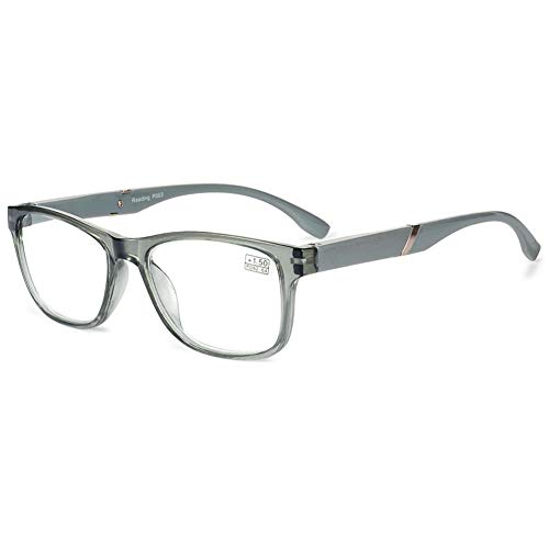 VEVESMUNDO Lesebrille Damen Herren Halbrahmen Federscharnier Vintage Halbbrille Lesehilfe Sehhilfen Brillen mit Stärke 1.0 1.5 2.0 2.5 3.0 3.5 4.0 (Grau, 1.5) von VEVESMUNDO