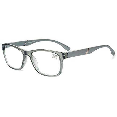 VEVESMUNDO Lesebrille Damen Herren Halbrahmen Federscharnier Vintage Halbbrille Lesehilfe Sehhilfen Brillen mit Stärke (Grau, +1.5) von VEVESMUNDO