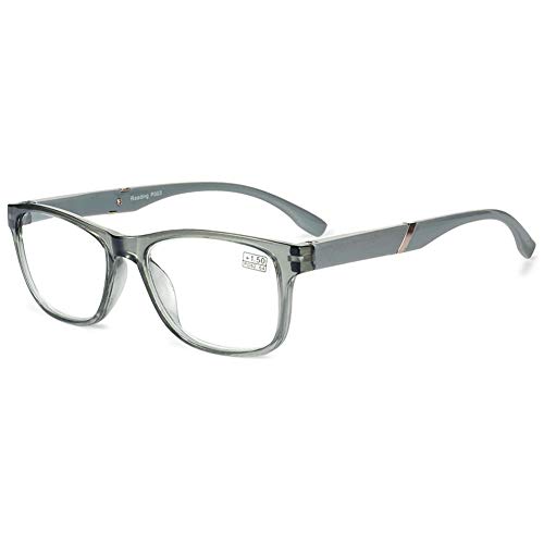 VEVESMUNDO Lesebrille Damen Herren Halbrahmen Federscharnier Vintage Halbbrille Lesehilfe Sehhilfen Brillen mit Stärke 1.0 1.5 2.0 2.5 3.0 3.5 4.0 (Grau, 2.5) von VEVESMUNDO