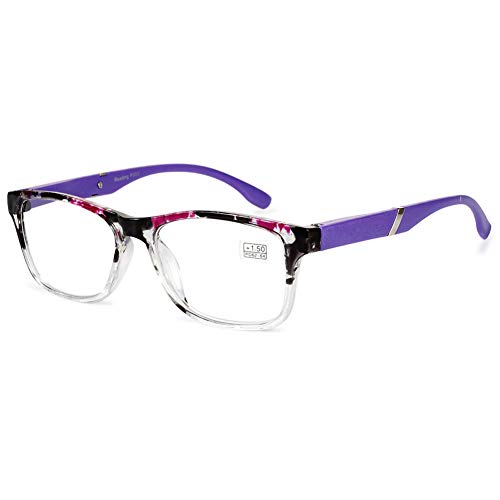 VEVESMUNDO Lesebrille Damen Herren Halbrahmen Federscharnier Vintage Halbbrille Lesehilfe Sehhilfen Brillen mit Stärke 1.0 1.5 2.0 2.5 3.0 3.5 4.0 (Lila, 2.0) von VEVESMUNDO