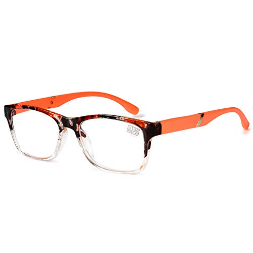 VEVESMUNDO Lesebrille Damen Herren Halbrahmen Federscharnier Vintage Halbbrille Lesehilfe Sehhilfen Brillen mit Stärke (Orange, +3.0) von VEVESMUNDO
