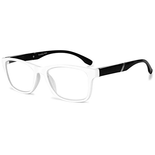 VEVESMUNDO Lesebrille Damen Herren Halbrahmen Federscharnier Vintage Halbbrille Lesehilfe Sehhilfen Brillen mit Stärke (Weiß, +1.0) von VEVESMUNDO