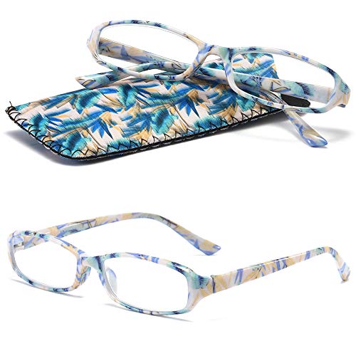 VEVESMUNDO Lesebrille Damen Modern Federscharnier Blumen Lesehilfe Sehhilfe Brille Leicht Vintage mit Brillentasche(Orchidee Farbe, 3.5) von VEVESMUNDO