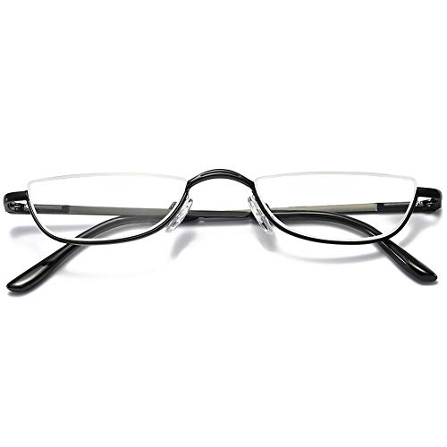 VEVESMUNDO Lesebrille Metall Halbrandbrille Klassische Schmal Federscharnier Arbeitsplatzbrille Lesehilfe Sehhilfe mit sehstärke für Damen und Herren (1 Stück Schwarz, 2.25) von VEVESMUNDO