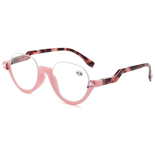 VEVESMUNDO Lesebrille Modern Design Transparent Blumen Lesehilfe Sehhilfe Brille für Damen Herren (+1.5, 1 Stück Rosa Lesebrille) von VEVESMUNDO