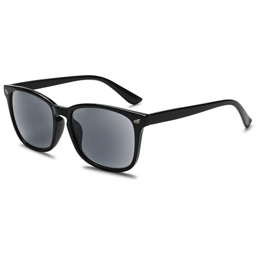 VEVESMUNDO Lesebrille mit Sonnenschutz Getönt Lesehilfe Sehhilfe Sonnenbrille Sonnenlesebrille mit sehstärke Damen Herren (+1.0, 1 Stück Hell Schwarz Sonnenlesebrille) von VEVESMUNDO