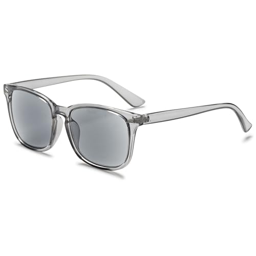 VEVESMUNDO Lesebrille mit Sonnenschutz Getönt Lesehilfe Sehhilfe Sonnenbrille Sonnenlesebrille mit sehstärke Damen Herren (+1.0, 1 Stück Transparent Grau Sonnenlesebrille) von VEVESMUNDO