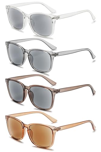 VEVESMUNDO Lesebrille mit Sonnenschutz Getönt Lesehilfe Sehhilfe Sonnenbrille Sonnenlesebrille mit sehstärke Damen Herren (+1.0, 4 Stück Sonnenlesebrillen Set A) von VEVESMUNDO