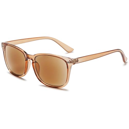 VEVESMUNDO Lesebrille mit Sonnenschutz Getönt Lesehilfe Sehhilfe Sonnenbrille Sonnenlesebrille mit sehstärke Damen Herren (+2.5, 1 Stück Transparent Braun) von VEVESMUNDO