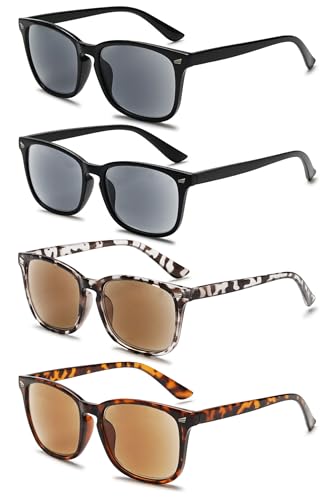 VEVESMUNDO Lesebrille mit Sonnenschutz Getönt Lesehilfe Sehhilfe Sonnenbrille Sonnenlesebrille mit sehstärke Damen Herren (+3.0, 4 Stück Sonnenlesebrillen Set B) von VEVESMUNDO