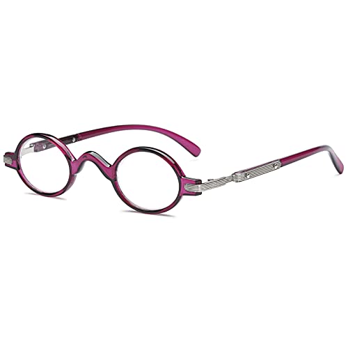 VEVESMUNDO Lesebrillen Herren Damen Retro Runde Klassische Vollrandbrille Arbeitsplatzbrille Vintage Klar Lesehilfe Sehhilfe Brillen mit Sehstärke (1 Stück Lila Lesebrille, 1.0) von VEVESMUNDO