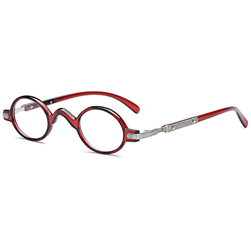 VEVESMUNDO Lesebrillen Herren Damen Retro Runde Klassische Vollrandbrille Arbeitsplatzbrille Vintage Klar Lesehilfe Sehhilfe Brillen mit Sehstärke (1 Stück Rot Lesebrille, 1.0) von VEVESMUNDO