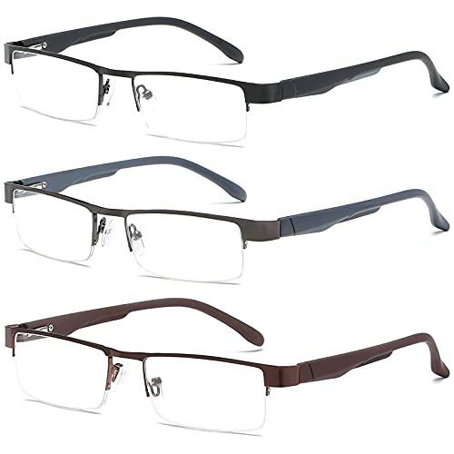 VEVESMUNDO Herren Lesebrillen Metall Schmal Halbrand Damen Lesehilfe Sehhilfen Brille +1.0,+1.5,+2.0,+2.5+,3.0,+3.5,+4.0 von VEVESMUNDO