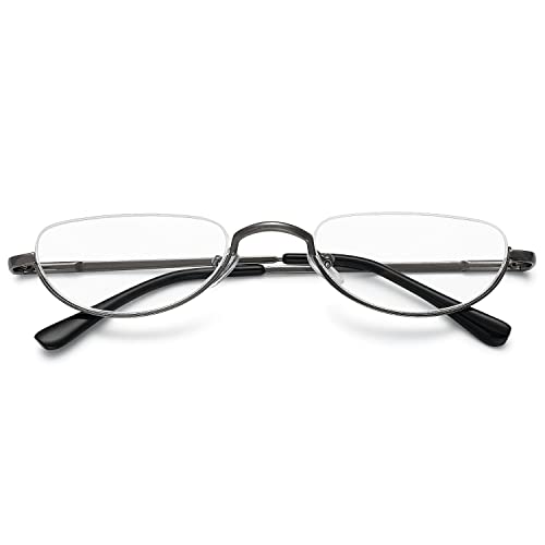 VEVESMUNDO Metall Lesebrillen Halbrand Damen Herren Halbrahmen Halbmond Design Lesehilfe Sehhilfe Brille mit Sehstärke von VEVESMUNDO