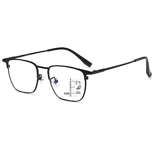 VEVESMUNDO Multifokale Gleitsicht Lesebrille Gleitsichtbrille Metall Progressive Blaulichtfilter Sehhilfe Lesehilfe Brille Herren Damen +1.0,+1.5,+2.0,+2.5,+3.0,+3.5,+4.0 (1 Stück Schwarz, 1.5) von VEVESMUNDO