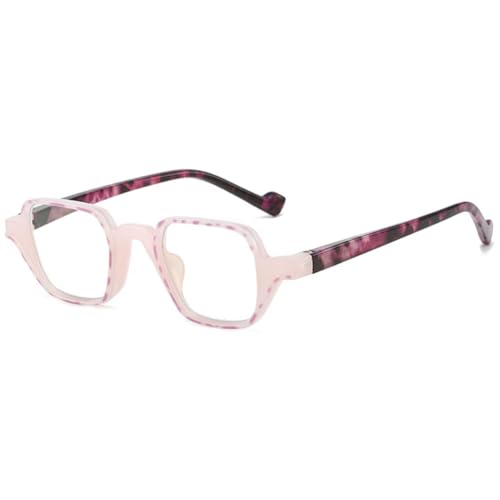 VEVESMUNDO Quadratisch Lesebrille Modern Leicht Klar Kunststoff Nerdbrille Schildpatt Lesehilfe Brille für Damen Herren (1 Stück Rosa, 3.5) von VEVESMUNDO