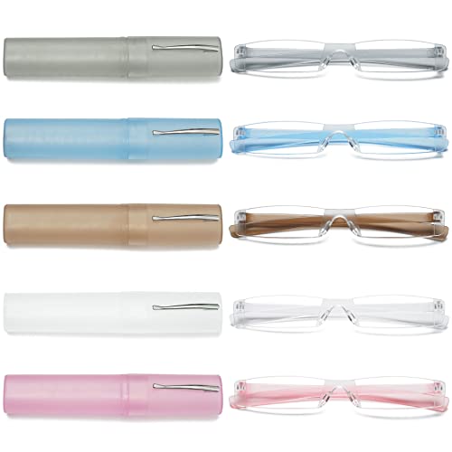 VEVESMUNDO Randlos Lesebrille mit Etui Damen Herren Mini Lesehilfe Sehhilfe Ohne Rahmen von VEVESMUNDO