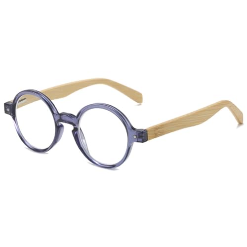 VEVESMUNDO Retro Runde Lesebrille Vintage Herren Damen Holz Kunststoff Holzbügel Sehhilfe Lesehilfe Brillen +1.0,+1.5,+2.0,+2.5,+3.0,+3.5,+4.0 (Grau Lesebrille, 1.5) von VEVESMUNDO