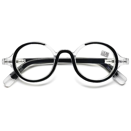 VEVESMUNDO Runde Lesebrille Blaulichtfilter Damen Herren Retro Vintage Design Nerdbrille Lesehilfe Sehhilfe Brille mit Stärke +1.0,+1.5,+2.0,+2.5,+3.0,+3.5,+4.0 (1 Stück Schwarz, 2.0) von VEVESMUNDO