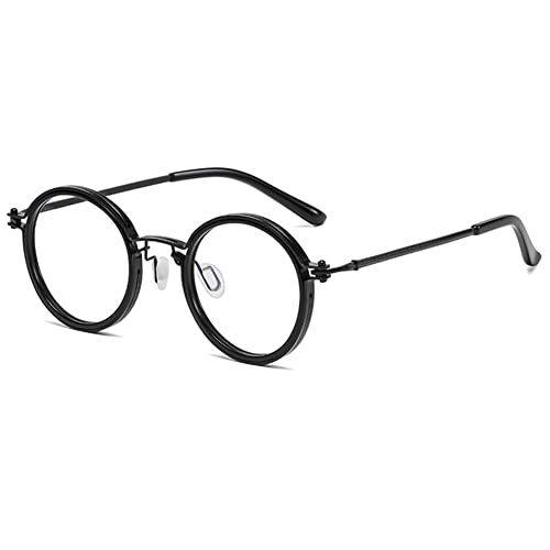 VEVESMUNDO Runde Lesebrillen Blaulichtfilter Retro Vintage Metall Nerdbrille Herren Damen Lesehilfe Sehhilfe (1 Stück Schwarz Blaulichtfilter Brille, 0) von VEVESMUNDO