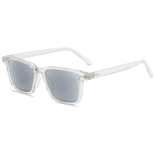 VEVESMUNDO Sonnenlesebrille Getönt Lesebrille Blaulichtfilter Rechteckig Damen Herren Sonnenbrille mit Sehhilfe mit UV-Sonnenschutz (+1.0, 1 Stück Transparent&Grau Linsen) von VEVESMUNDO