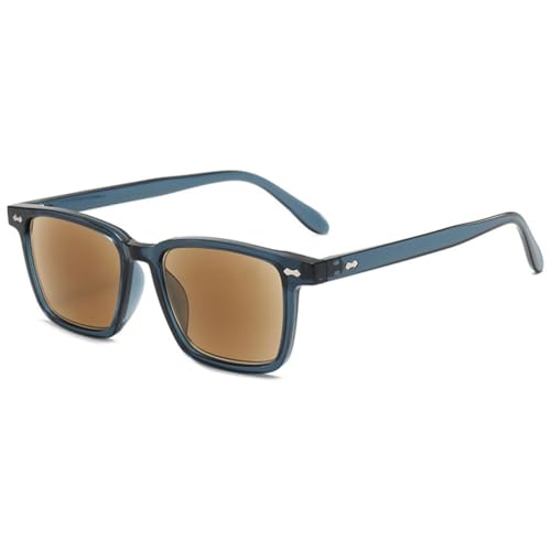 VEVESMUNDO Sonnenlesebrille Getönt Lesebrille Blaulichtfilter Rechteckig Damen Herren Sonnenbrille mit Sehhilfe mit UV-Sonnenschutz (+1.5, 1 Stück Blau&Braun Linsen Sonnenlesebrille) von VEVESMUNDO