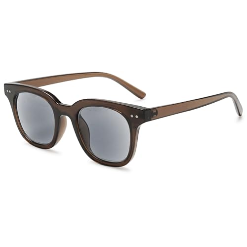 VEVESMUNDO Sonnenlesebrille Getönt Lesebrille Damen Herren Rechteckig Sonnenbrille Blaulichtfilter Hornbrille Sehhilfe mit Sehstärke (+1.0, 1 Stück Braun&Grau Linsen Sonnenlesebrille) von VEVESMUNDO