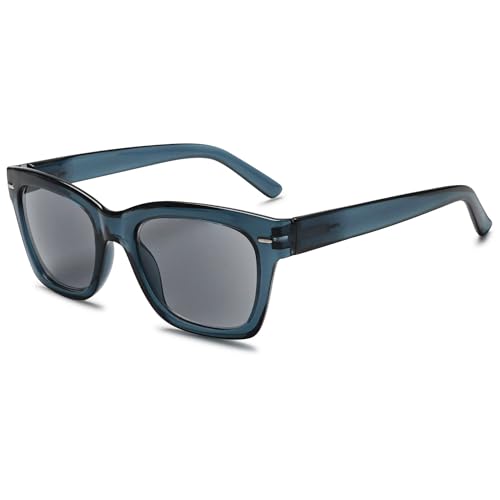 VEVESMUNDO Sonnenlesebrille Getönt Lesebrille mit Sonnenschutz Damen Herren Große Sehhilfe Sonnenbrille mit sehstärke 0,+1.0,+1.5,+2.0,+2.5,+3.0,+3.5,+4.0 (+1.0, 1 Stück Blau Sonnenlesebrille) von VEVESMUNDO