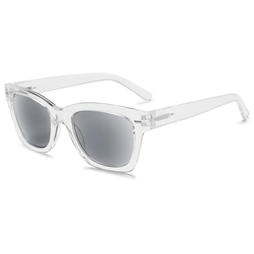 VEVESMUNDO Sonnenlesebrille Getönt Lesebrille mit Sonnenschutz Damen Herren Große Sehhilfe Sonnenbrille mit sehstärke 0,+1.0,+1.5,+2.0,+2.5,+3.0,+3.5,+4.0 (+1.5, 1 Stück Transparent Sonnenlesebrille) von VEVESMUNDO