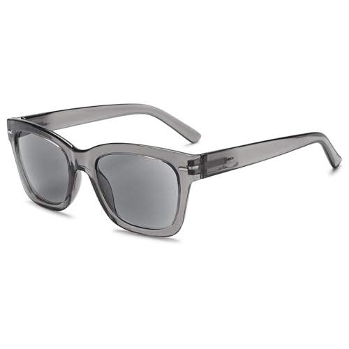 VEVESMUNDO Sonnenlesebrille Getönt Lesebrille mit Sonnenschutz Damen Herren Große Sehhilfe Sonnenbrille mit sehstärke 0,+1.0,+1.5,+2.0,+2.5,+3.0,+3.5,+4.0 (+3.0, 1 Stück Grau Sonnenlesebrille) von VEVESMUNDO