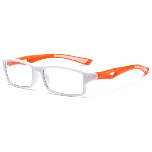 VEVESMUNDO Sportbrille Lesebrille Blaulichtfilter Rechteckig Lesehilfe Anti Blaulicht Brillen für Herren Damen (1 Stück Weiß & Orange, 3.5) von VEVESMUNDO