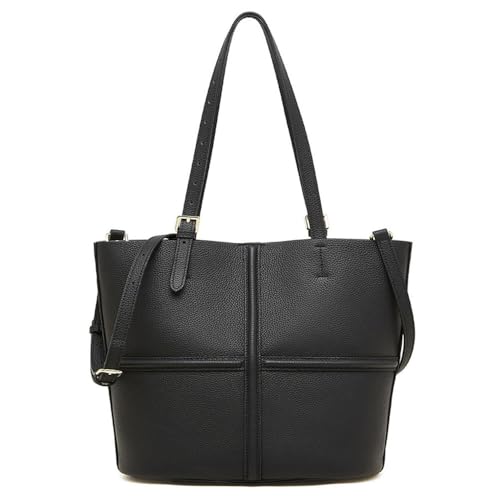 2025 Fashion Damen Lederhandtasche Umhängetasche Große Kapazität Umhängetasche,Schwarz,26 * 12 * 29cm von VEWSSDC