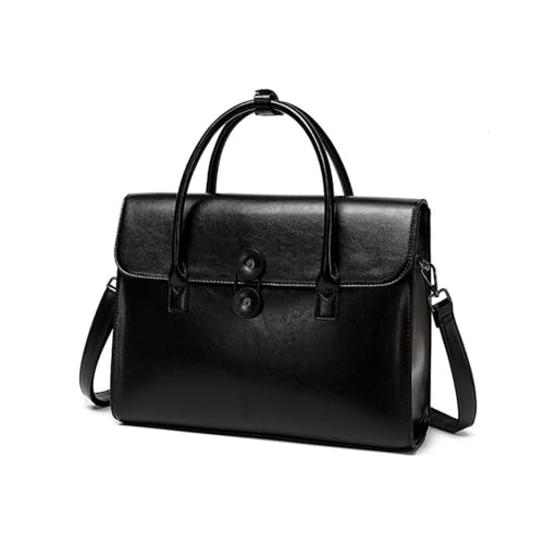 2025 Fashion Leder Damen Laptop Handtasche für 14-Zoll-Tablets,Schwarz,14 Zoll/37 * 10 * 28cm von VEWSSDC