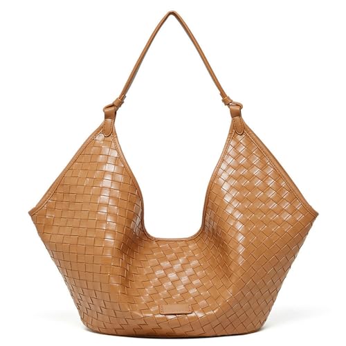 2025 Modische Damen Leder gewebte Tasche große Kapazität Umhängetasche Handtasche, braun, 19 * 4 * 18 cm von VEWSSDC